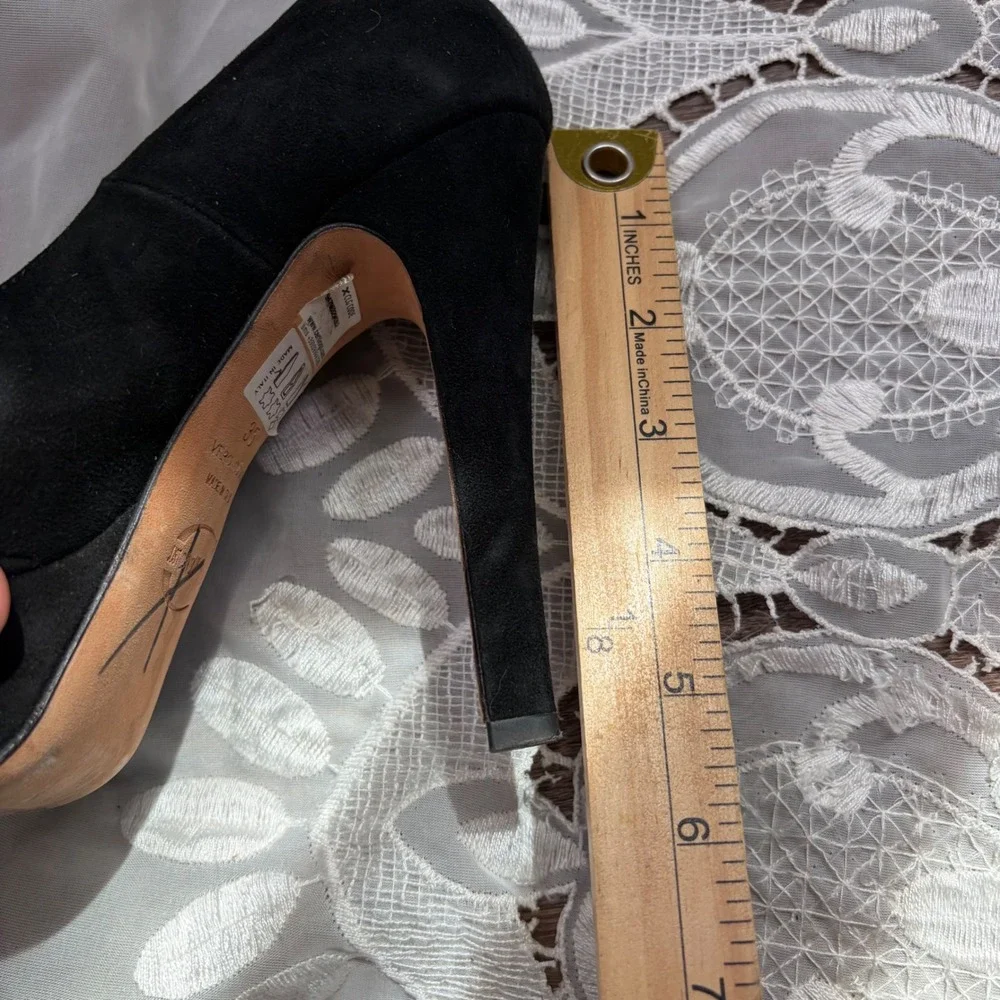 Y2K Just Cavalli Black Suede Floral Sequin Platform Pumps Heels Italy Size 35